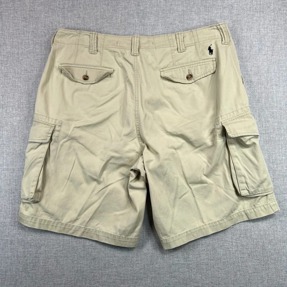 Polo Ralph Lauren Cargo Shorts Men 36x9 Tan Cotton‎ Relaxed Fit Preppy Classic